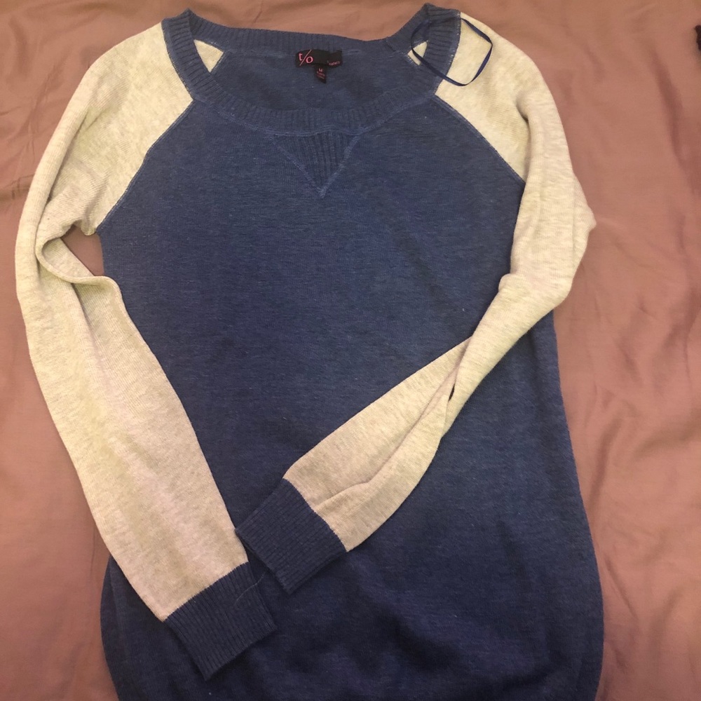 Blue/Cream  w/ Blue elbow patch sweater